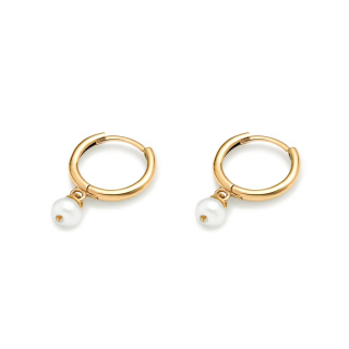 گوشواره طلا 18 عیار مدل روکو تک مروارید 1