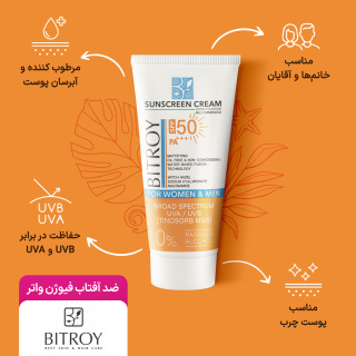 ضد آفتاب فیوژن واتر بی رنگ با SPF 50 مناسب پوست چرب حجم 50 میلی لیتر بیتروی - 05