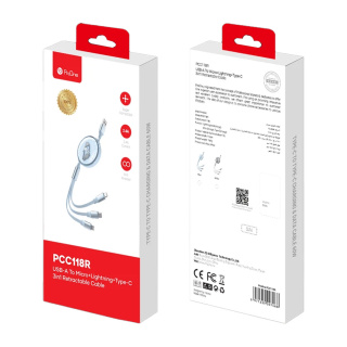 کابل تبدیل USB به USB-C و microUSB و لایتنینگ مدل PCC118R پرووان - 01