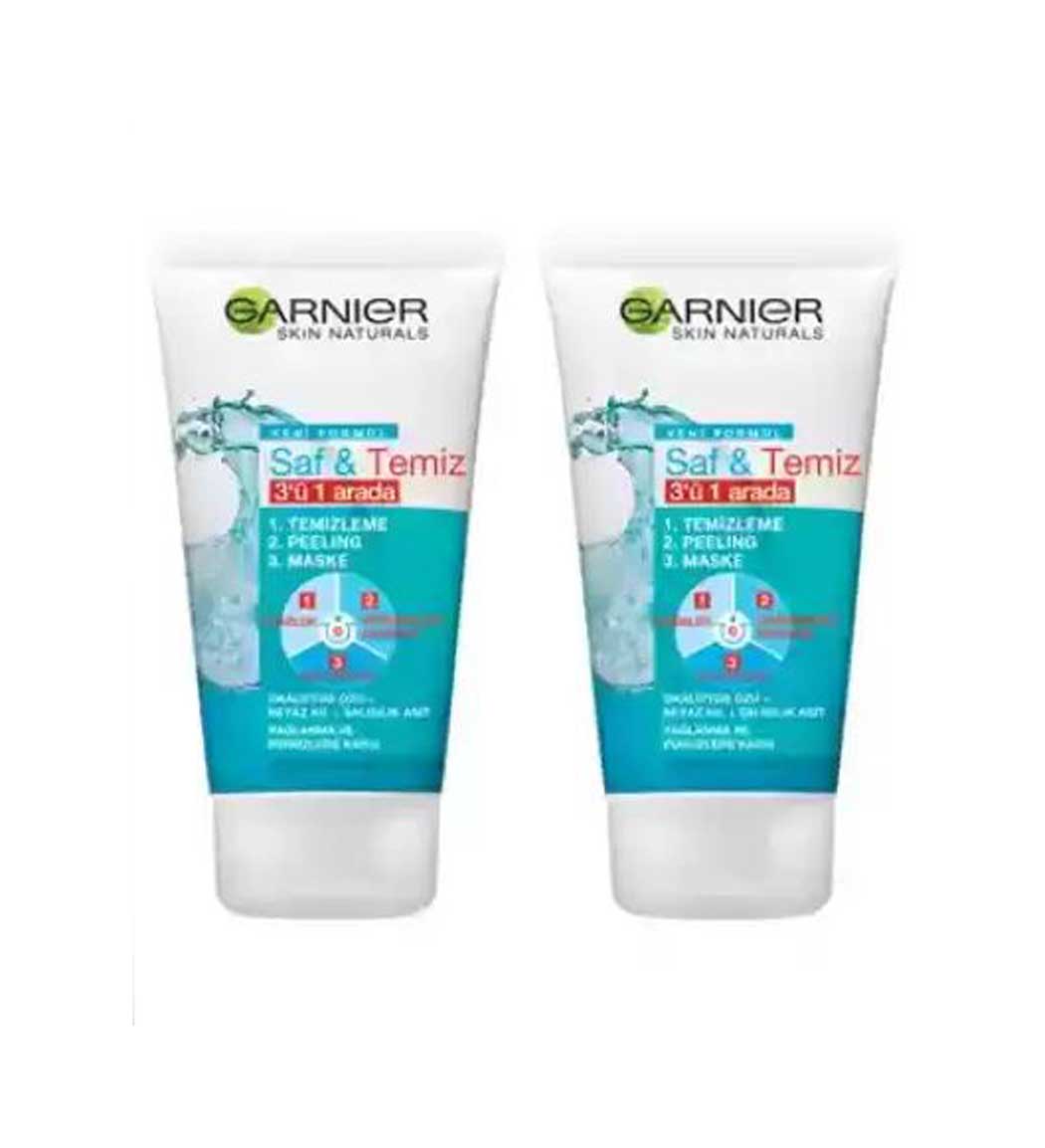 پک 2 عددی اسکراب پاک کننده ی 3 منظوره ی Pure Active گارنیه 150 میل گارنیر نمای ۲