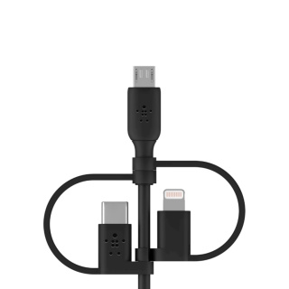 کابل شارژ سریع 1 به 3 USB-A به لایتنینگ USB-C و Micro-USB بلکین مدل CAC001bt1MBK طول 1متر - 01