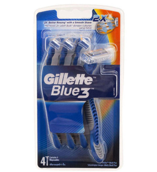 تیغ اصلاح سه لبه مدل blue 3 بسته 4 عددی ژیلت