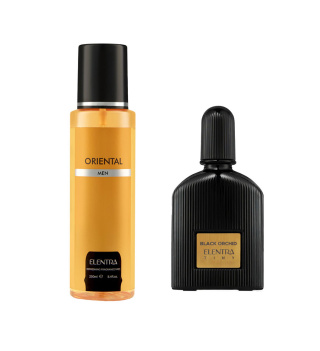 عطر جیبی زنانه تاینی مدل Tom Ford Black Orcid به همراه بادی اسپلش مردانه النترا تاینی مدل Oriental