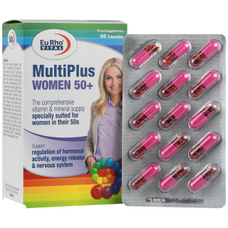 کپسول مولتی ویتامین مدل Multiplus مناسب بانوان بالای 50 سال بسته 60 عددی یوروویتال