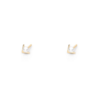 گوشواره طلا 18 عیار مدل وی و مروارید