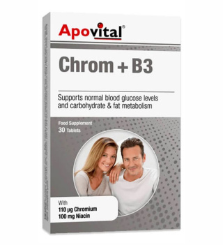 قرص Chrom + B3 بسته 30 عددی آپوویتال
