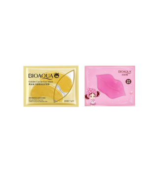 پک 2 عددی ماسک لب مدل Strawberry و ماسک زیر چشم مدل Golden Caviar بیوآکوا