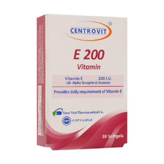 سافت ژل سنتروویت حاوی ویتامین E 200 میلی گرم بسته 30 عددی