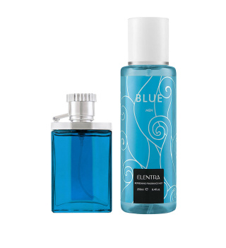 عطر جیبی مردانه مدل Desire Blue به همراه بادی اسپلش مردانه النترا تاینی مدل Blue