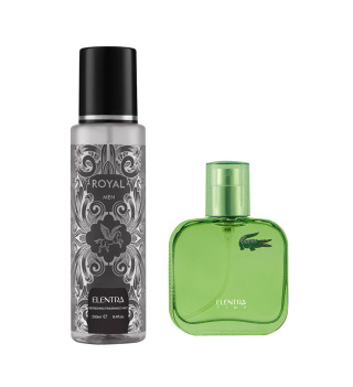 عطر جیبی مردانه تاینی النترا تاینی مدل Lacoste Essentional یه همراه بادی اسپلش مردانه النترا تاینی مدل Royal