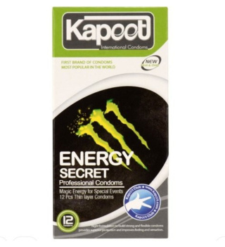 کاندوم مدل انرژی زا energy and ribbed بسته 12 عددی کاپوت