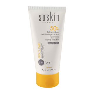 کرم ضدآفتاب بی رنگ با SPF50 مناسب پوست مختلط و چرب حجم 50 میلی لیتر ساسکین