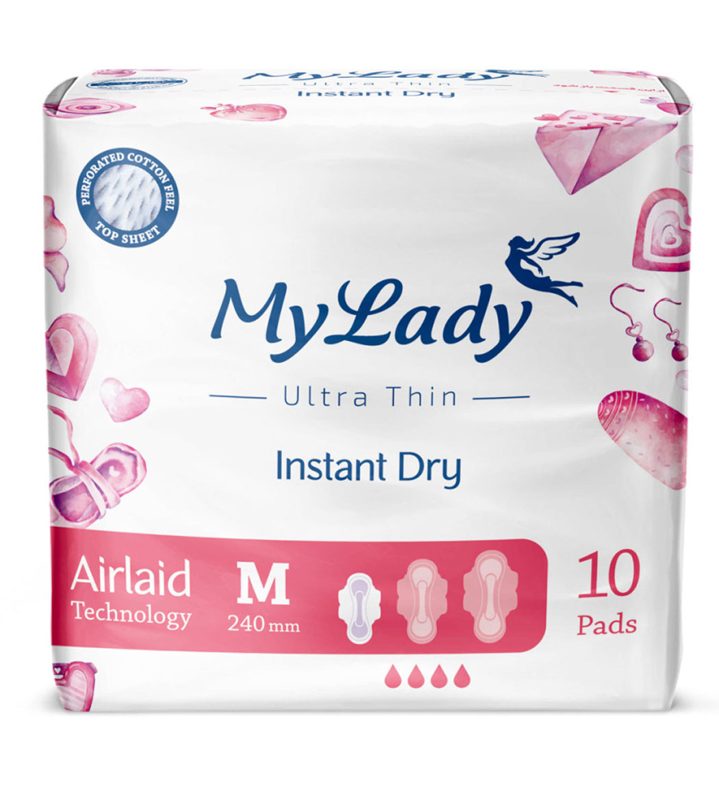 پک 5 عددی نواربهداشتی مای لیدی مدل Instant Dry سایز متوسط بسته 10عددی نمای ۲