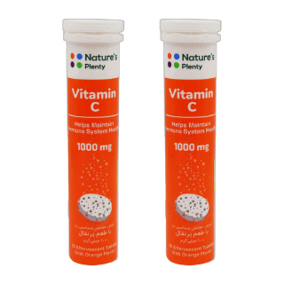 پک 2 عددی قرص جوشان Vitamin C با طعم پرتقال بسته 20 عددی نیچرز پلنتی