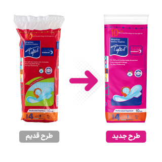 نوار بهداشتی بالدار ویژه شب رویه مشبک کیسه ای 10 عددی تافته - 01