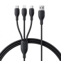 کابل شارژ سریع USB-A به Micro USB و Lightning و USB-C مدل Ultra Fast با توان خروجی 3.5 آمپر و طول 1.3 متر