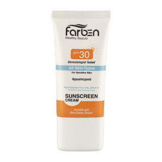 کرم ضد آفتاب با SPF30 مناسب انواع پوست حجم 50 میلی لیتر فاربن
