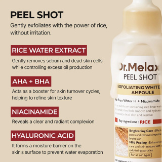 آمپول لایه بردار و روشن کننده حاوی برنج سفید سری Peel Shot حجم 80 میلی لیتر دکتر ملاکسین - 03