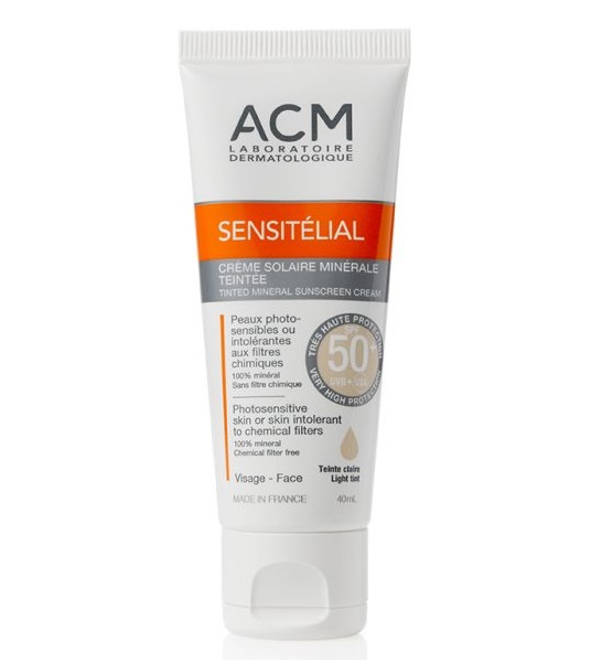 کرم ضد آفتاب رنگی ای سی ام مدل Sensitelial tinted mineral با SPF50 مناسب پوست حساس حجم 40 میلی لیتر نمای ۲