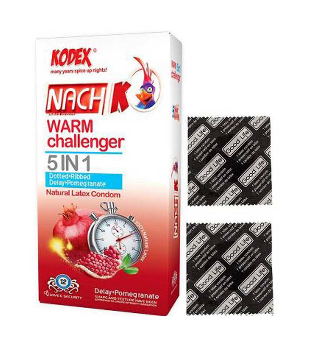 کاندوم مدل Warm Challenger بسته 12 عددی به همراه کاندوم گود لایف مدل کلاسیک مجموعه 2 عددی ناچ کدکس نمای ۲