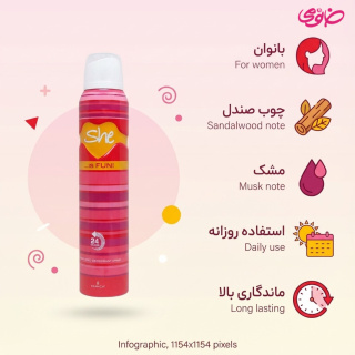 اسپری خوشبو کننده زنانه مدل Is Fun... حجم 200 میلی لیتر شی - 03