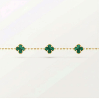 دستبند طلا 18 عیار مدل ونکلیف سه گل سبز طلالند - 01