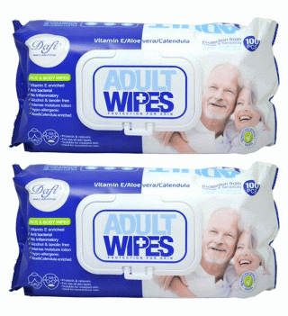 دستمال مرطوب مدل Adult Wipes پک 2 عددی دافی
