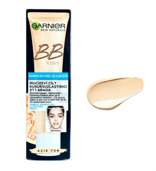 بی بی کرم رنگ روشن مخصوص پوست های چرب و مختلط حاوی SPF-20 حجم 40 میل گارنیر