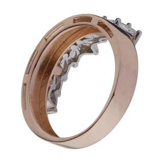 حلقه طلا 18 عیار زنانه مدل MR138103 طرح تاج مهر گالری - 01
