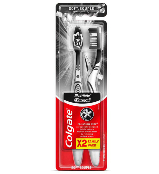 مسواک ذغالی مدل soft max white charcoal پک 2 عددی کلگیت
