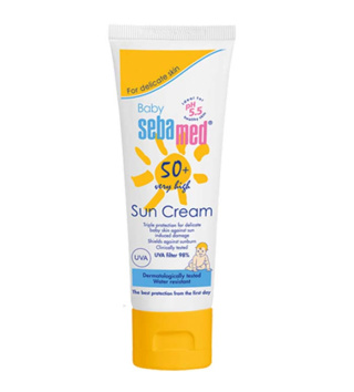 کرم ضد آفتاب بی رنگ سبامد با SPF50 مناسب کودک حجم 75 میلی لیتر