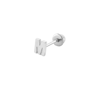 پیرسینگ طلا 18 عیار مدل حرف M مینیمال طلای زرد روبی گالری