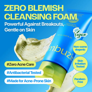 فوم شوینده و شفاف کننده صورت مدل Zero Blemish حاوی 2٪ گوگرد مناسب پوست مستعد جوش حجم 150 میلی لیتر نامبوزین - 01
