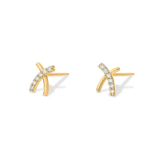 گوشواره طلا 18 عیار مدل میخی x ساده و نگین