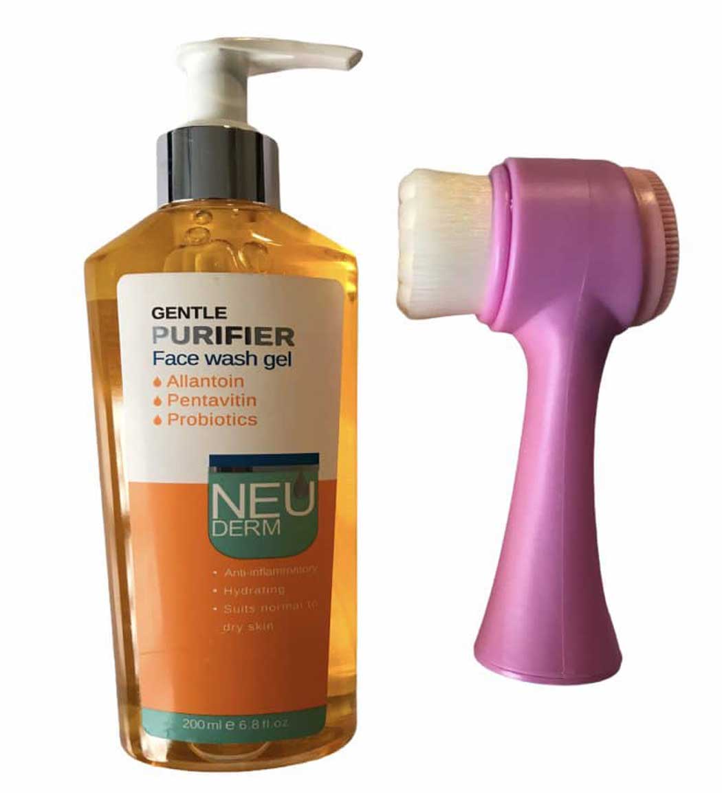 پک ژل شستشو صورت مدل Gentle Purifier حجم 200 میل به همراه برس پاک کننده صورت مدل 001 نمای ۲