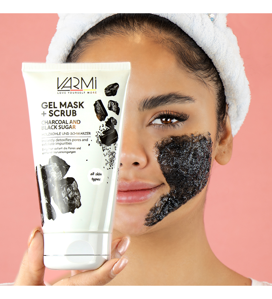 ماسک ژلی و اسکراب ذغال و شکر سیاه وارمی حجم 150میلی لیتر