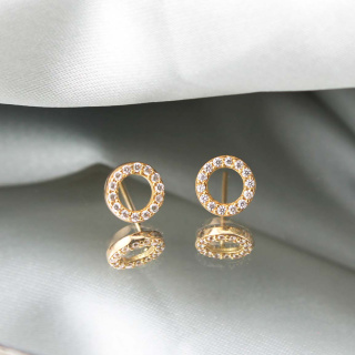 گوشواره طلا 18عیار مدل حلقه نگینی - 01