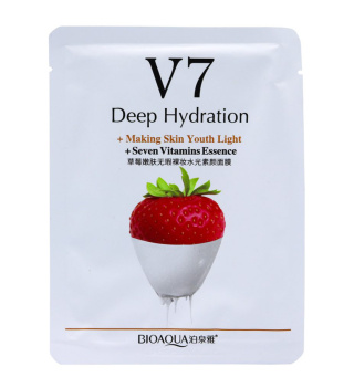 ماسک ورقه ای آبرسان قوی v7 بیو آکوا حاوی عصاره توت فرنگی وزن 30 گرم