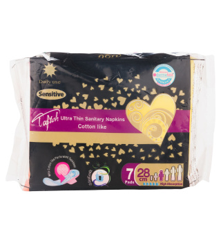 نوار بهداشتی بالدار خیلی نازک ویژه روز با رویه کتان 7 عددی تافته - 01