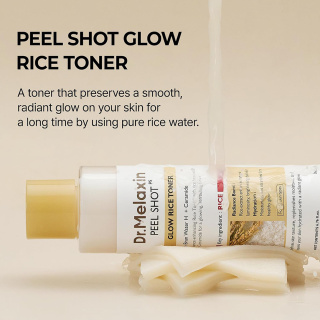 تونر روشن کننده و لایه بردار برنج مدل Glow White Rice مناسب انواع پوست حجم 200 میلی لیتر دکتر ملاکسین - 03