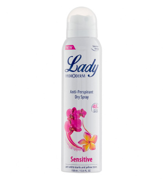 اسپری دئودورانت و ضد تعریق بانوان Lady کاهش دهنده حساسیت ناحیه زیر بغل 150میل هیدرودرم