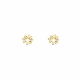 گوشواره 18 عیار گل فر دار و مروارید