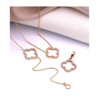 آویز طلا 18 عیار مدل ونکلیف تو خالی نگینی - 01