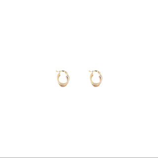 گوشواره 18 عیار سه حلقه کارتیه سه رنگ کوچک