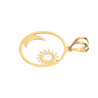 آویز گردنبند طلا 18 عیار زنانه طرح ماه و خورشید کد MM2163 - 02