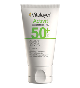 کرم ضد آفتاب بی رنگ ویتالیر مدل Activit با SPF50 مناسب پوست چرب حجم 40 میلی لیتر