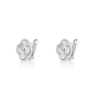 گوشواره طلا 18 عیار مدل طرح ونکلیف الحمبرا سفید