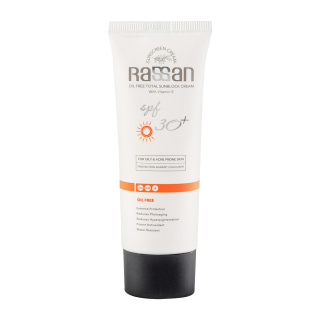 کرم ضد آفتاب بی رنگ با SPF 30 مناسب پوست چرب و مستعد آکنه حجم 40 میلی لیتر راسن