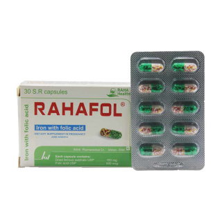 کپسول پیوسته رهش آهن 40 میلی گرم و فولیک اسید رهافول بسته 30 عددی