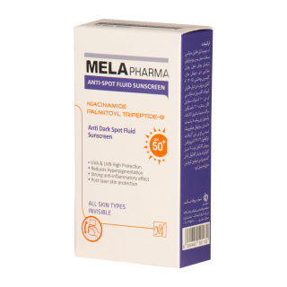 ضد آفتاب بی رنگ فلوئیدی ضد لک مدل Mela Pharma با SPF50 حجم 30 میلی لیتر مای فارما - 01